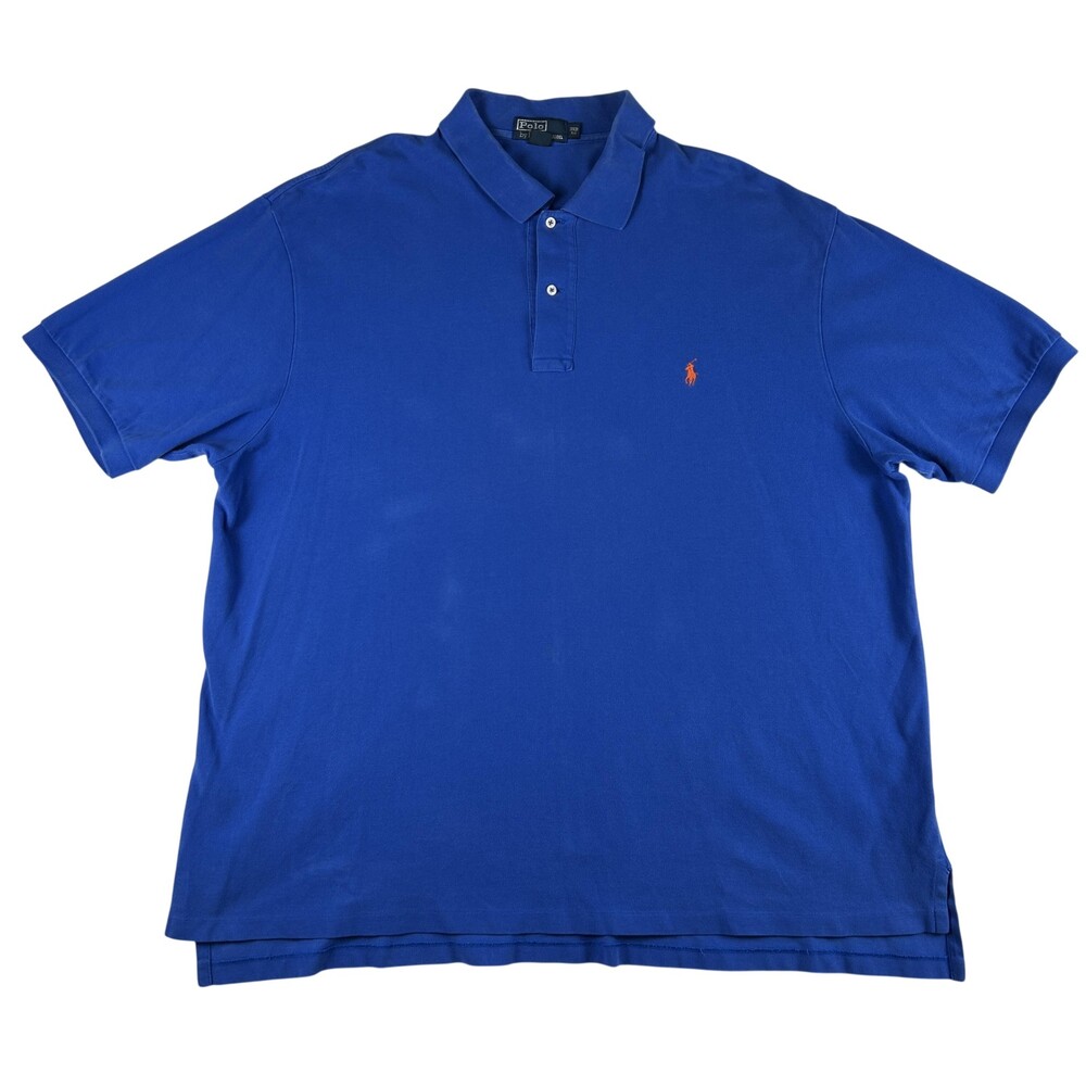 Polo By Ralph Lauren Polo Shirt Mens 3XB Big Blue Solid Pony Logo Cotton Knit